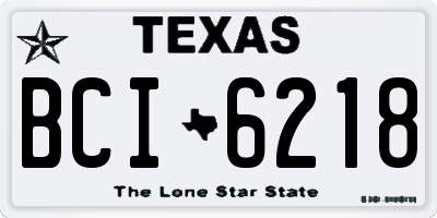 TX license plate BCI6218