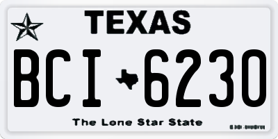 TX license plate BCI6230