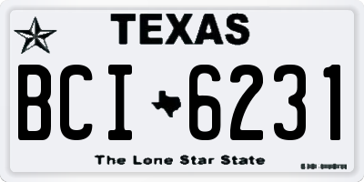 TX license plate BCI6231