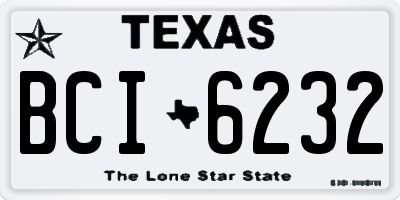 TX license plate BCI6232