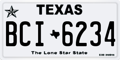 TX license plate BCI6234