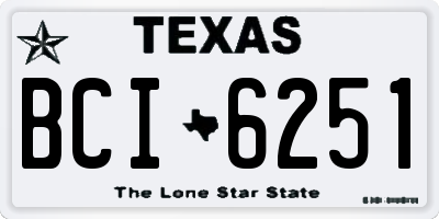 TX license plate BCI6251