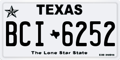TX license plate BCI6252