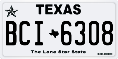 TX license plate BCI6308