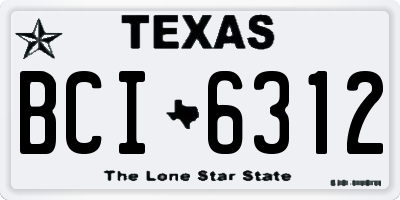 TX license plate BCI6312