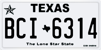 TX license plate BCI6314