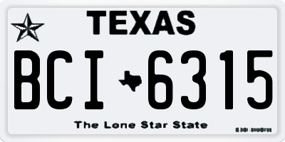 TX license plate BCI6315