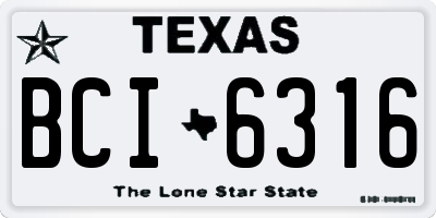 TX license plate BCI6316
