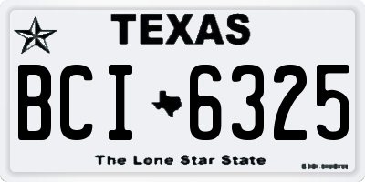 TX license plate BCI6325