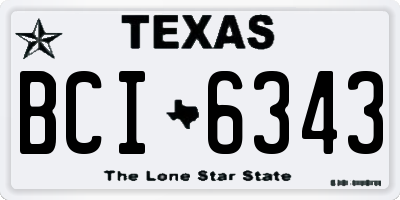 TX license plate BCI6343