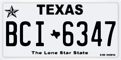 TX license plate BCI6347