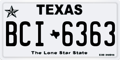 TX license plate BCI6363
