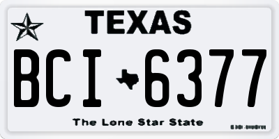 TX license plate BCI6377