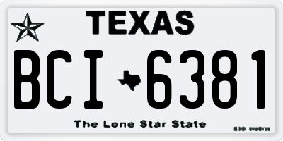 TX license plate BCI6381