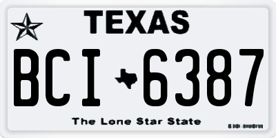 TX license plate BCI6387