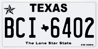 TX license plate BCI6402