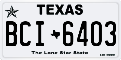 TX license plate BCI6403