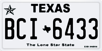 TX license plate BCI6433