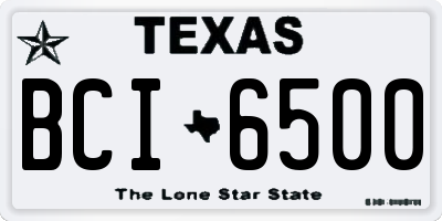 TX license plate BCI6500