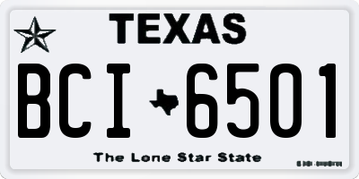 TX license plate BCI6501