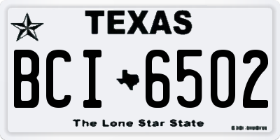 TX license plate BCI6502