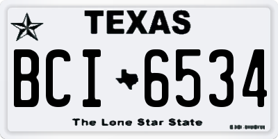 TX license plate BCI6534