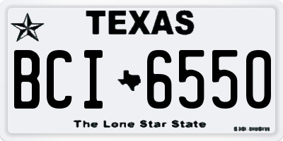 TX license plate BCI6550