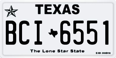 TX license plate BCI6551