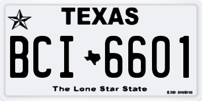 TX license plate BCI6601