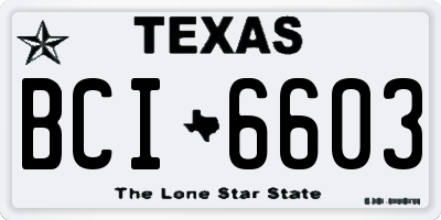 TX license plate BCI6603
