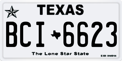 TX license plate BCI6623