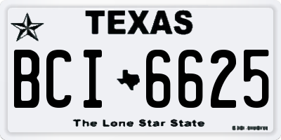 TX license plate BCI6625