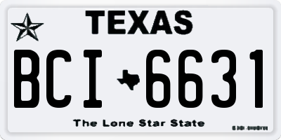 TX license plate BCI6631