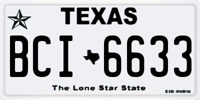 TX license plate BCI6633