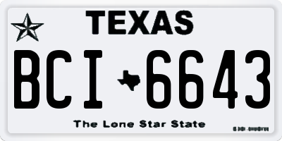 TX license plate BCI6643