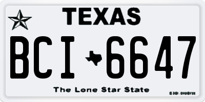 TX license plate BCI6647