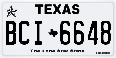TX license plate BCI6648