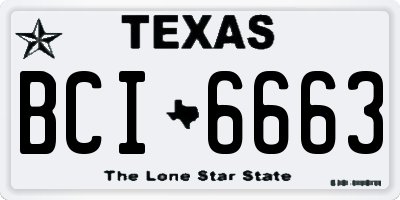 TX license plate BCI6663