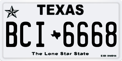 TX license plate BCI6668