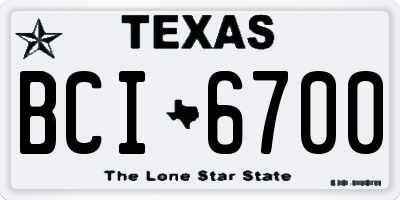 TX license plate BCI6700