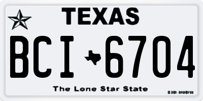 TX license plate BCI6704