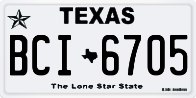 TX license plate BCI6705