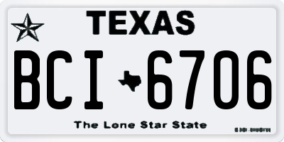 TX license plate BCI6706