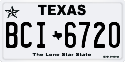 TX license plate BCI6720