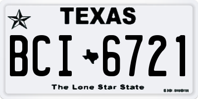 TX license plate BCI6721