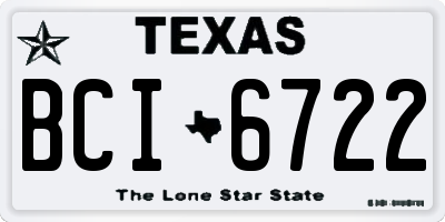 TX license plate BCI6722