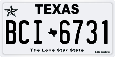 TX license plate BCI6731