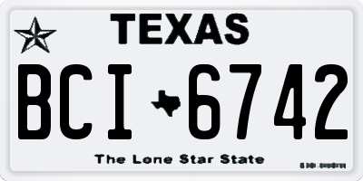 TX license plate BCI6742