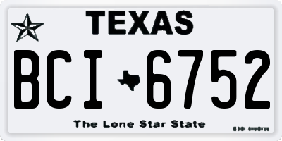 TX license plate BCI6752