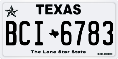 TX license plate BCI6783